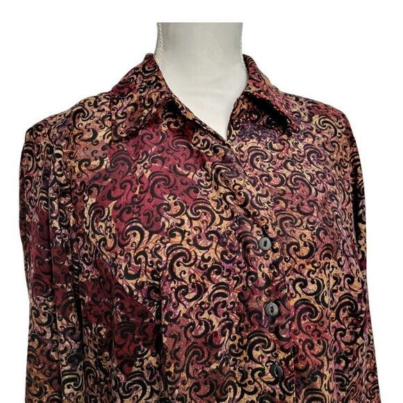 𝅺cj Banks Shirt Jacket Size 1X Multicolor Shacket Collared Long Sleeve - Picture 3 of 6